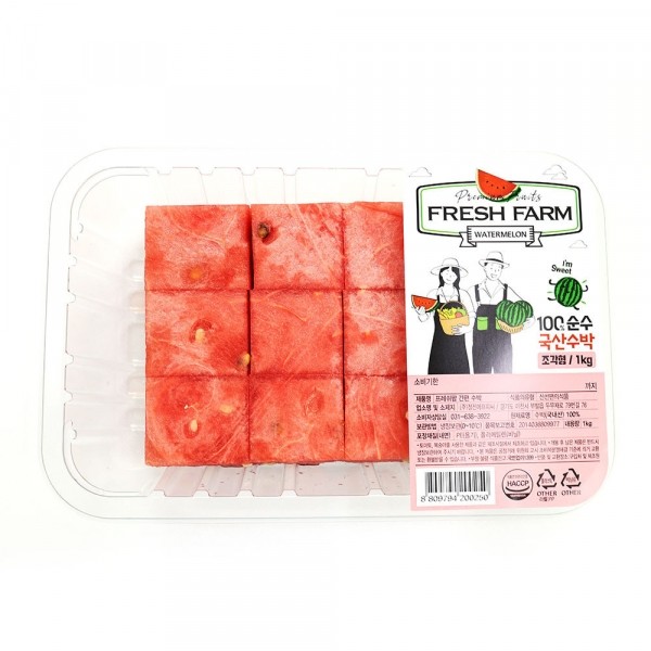 CJ프레시마켓,프레쉬팜 바로먹는 조각 수박 1kg 간편 조각과일