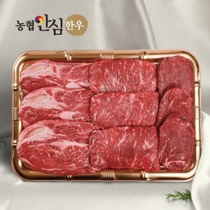 [농협안심한우] 1등급 모듬구이세트 (꽃등심500g+채끝300g+안심200g)/총1kg