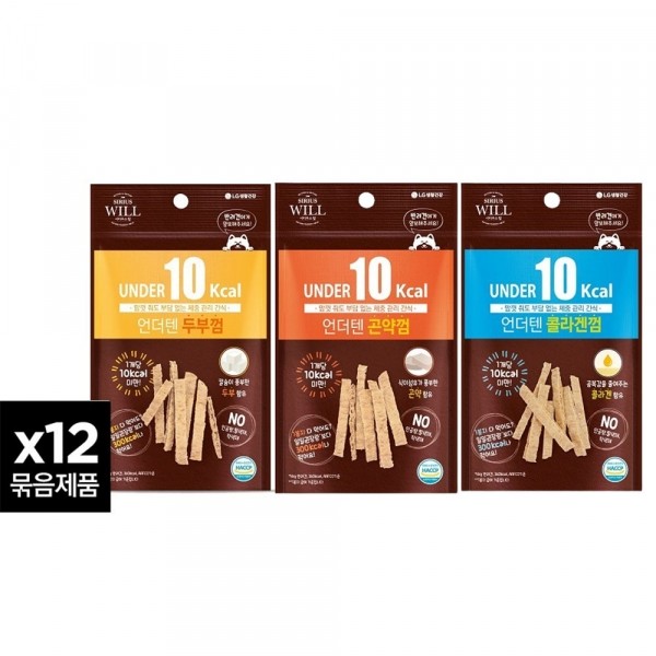 CJ프레시마켓,시리우스 윌 언더텐 강아지 간식(곤약껌/두부껌/콜라겐껌) 20gx12개 3종 택1