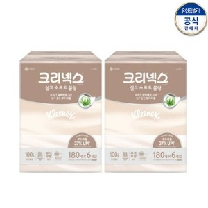 ★신제품 리뉴얼★ 크리넥스 실크소프트 블랑 각티슈 180매 x 6입 x 2팩