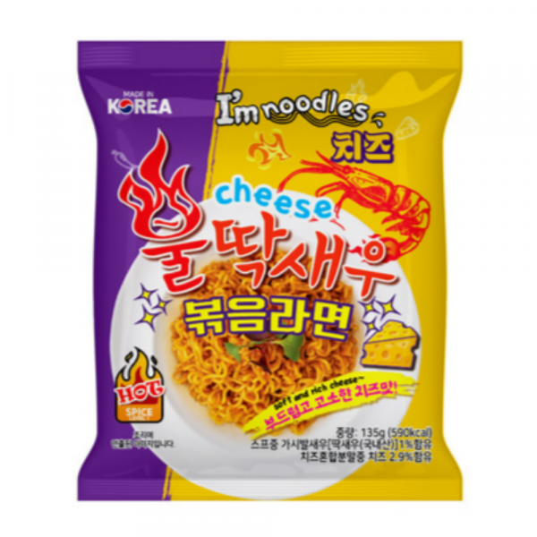 CJ프레시마켓,제주 치즈 불딱새우 볶음라면 4개입 135g 번들형 탕비실 봉지라면 매운라면