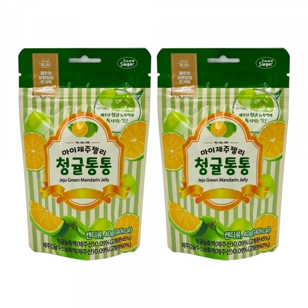 CJ프레시마켓,제주 마이 제주젤리 청귤통통 40g x 2봉지 기념품 여행선물 과즙젤리