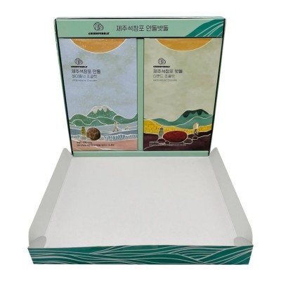 CJ프레시마켓,제주 석창포 밧돌,안돌 헤이즐넛,아몬드 초콜릿 2종세트 180g 여행선물 기념품 사무실간식