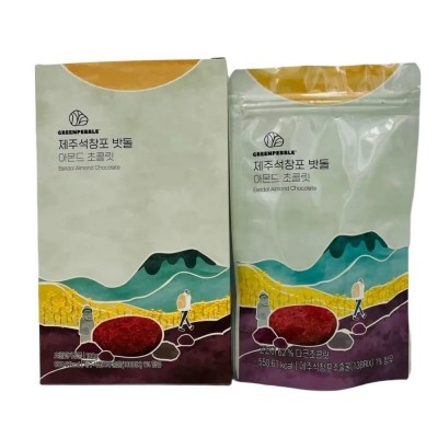 CJ프레시마켓,제주 석창포 밧돌,안돌 헤이즐넛,아몬드 초콜릿 2종세트 180g 여행선물 기념품 사무실간식