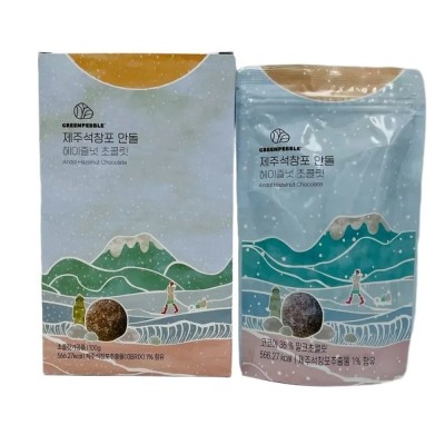 CJ프레시마켓,제주 석창포 밧돌,안돌 헤이즐넛,아몬드 초콜릿 2종세트 180g 여행선물 기념품 사무실간식