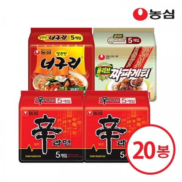 CJ프레시마켓,농심 신라면 10개 + 얼큰한너구리 5개 + 짜파게티 5개